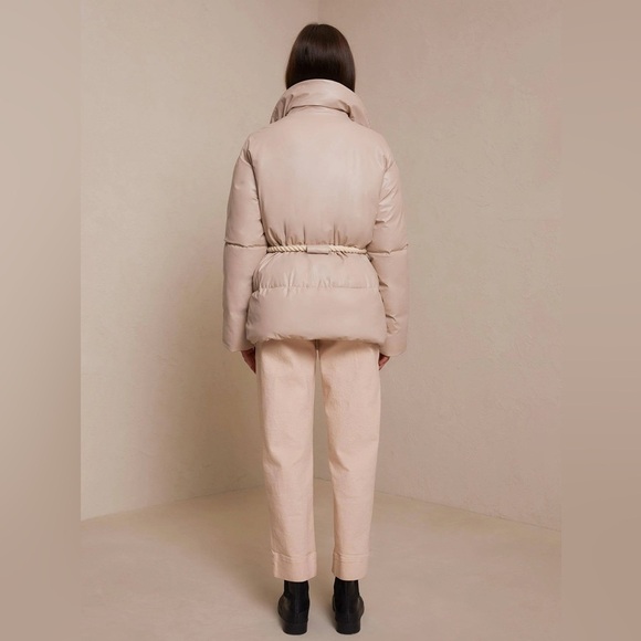 NWT A.L.C. Liam Faux Leather Rope Belt Puffer Coat Jacket in Fog $695 size M - Picture 15 of 16